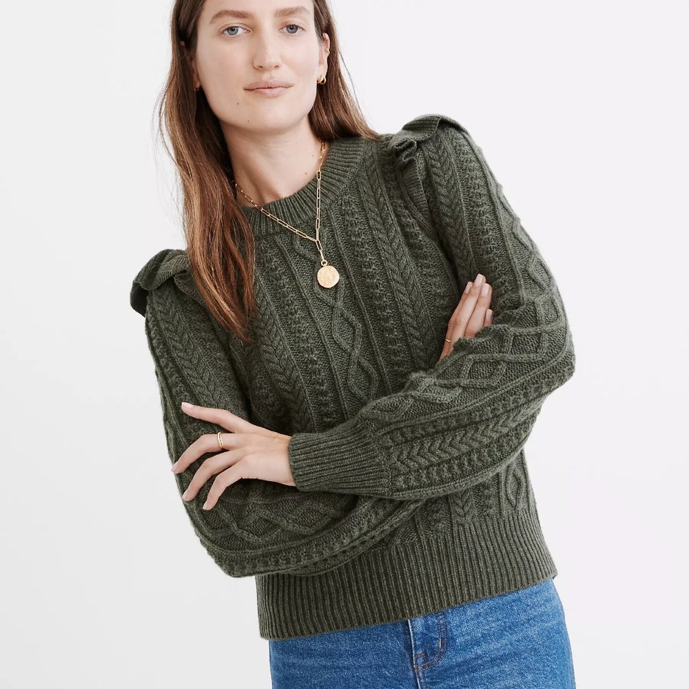 Hollydene Ruffle-Shoulder Pullover Sweater - Picture 1 of 10